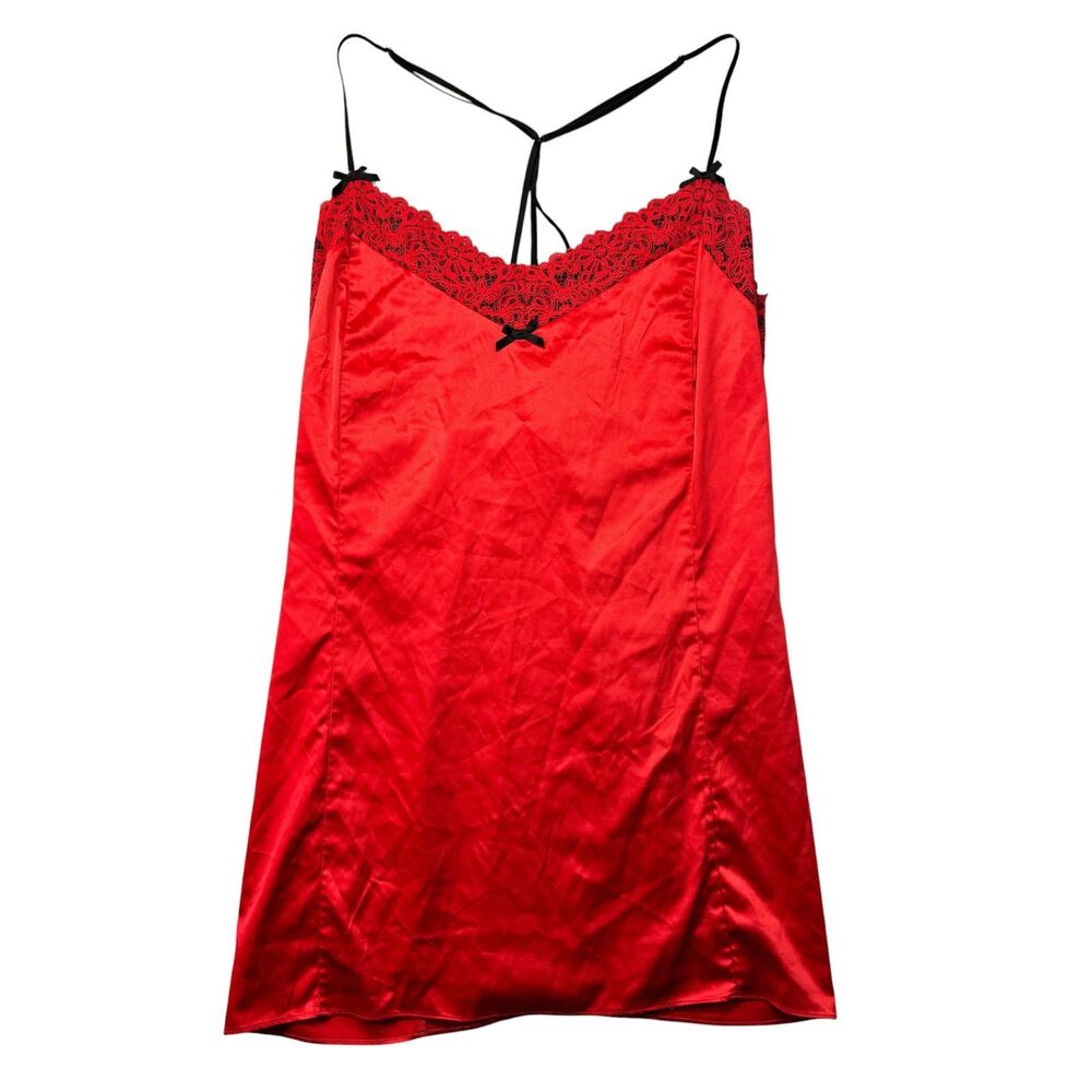 Cacique Nightgown Womens 22/24 Red Lingerie Negligee Sleepwear Sleeveless Cute